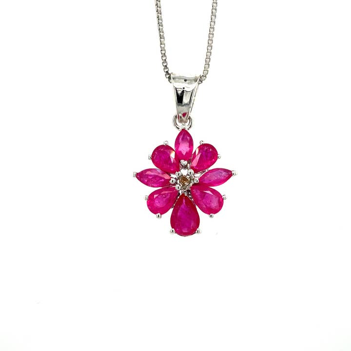 Ruby Pendant in .925 Sterling Silver - KSP 38855 for wholesale by Kotawala Jewels