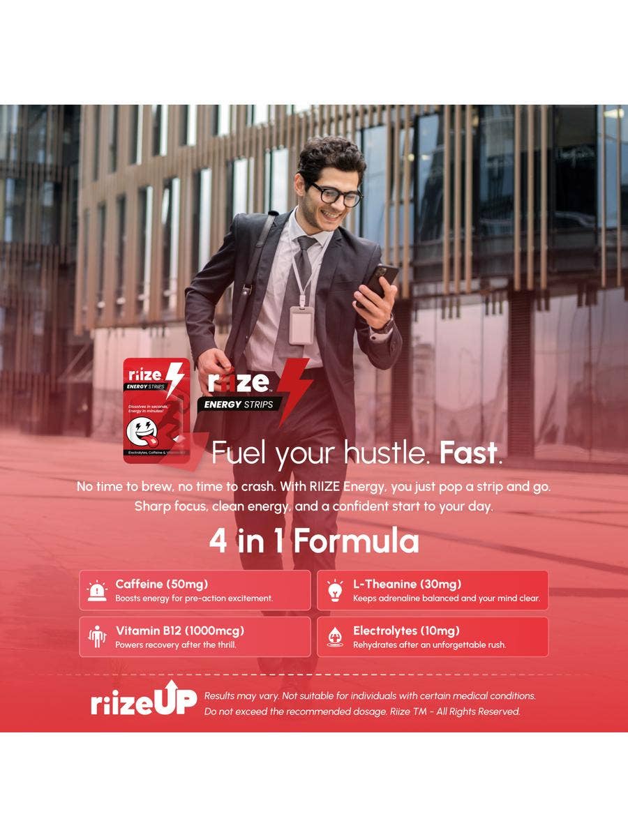 Riize LLC - Wholesale Oral Supplement/Vitamin - Riize Energy Strips–(6x30-Pack Retail Units) - MSRP: $239.944