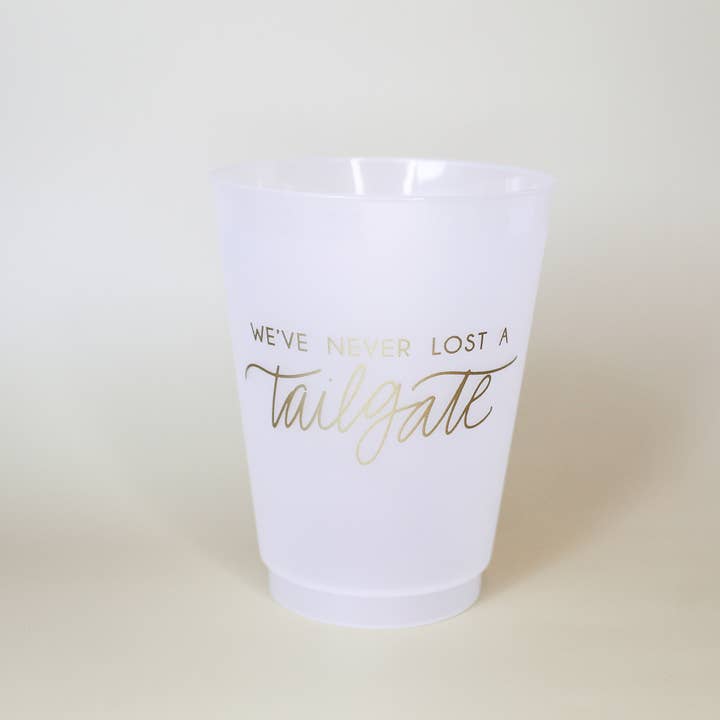 Birdie Mae Designs - Wholesale Disposable Cup - We've Never Lost A Tailgate GOLD | FrostFlex Set of 8 Cups3