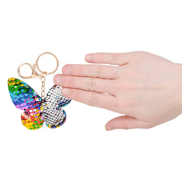 La Luna Bella - Toys - Wholesale Keychain - Kids - 3" FLIP SEQUIN BUTTERFLY KEYCHAIN LLB Keychain