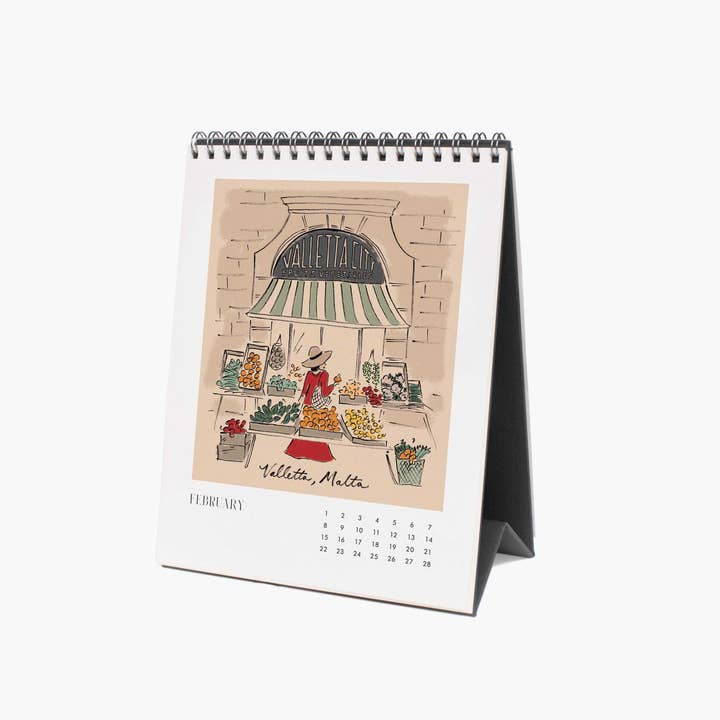Rifle Paper Co. - Wholesale Calendar - 2026 Travel Sketchbook Desk Calendar2