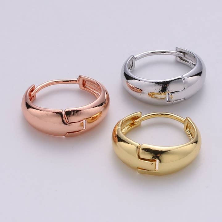 Aim Eternal - Wholesale Huggie Earrings - 24k Vermeil Gold Earrings, Huggie Earring, Tiny Earrings, Smooth Plated Earrings, Everyday Wear Earrings, Rosegold Earring, 18mm Earring K-653 K-6556