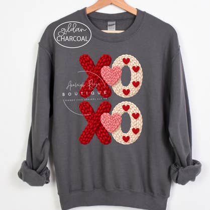 Faux Yarn XOXO Sweatshirts & T-Shirts for wholesale by Trendy Chic Apparel LLC