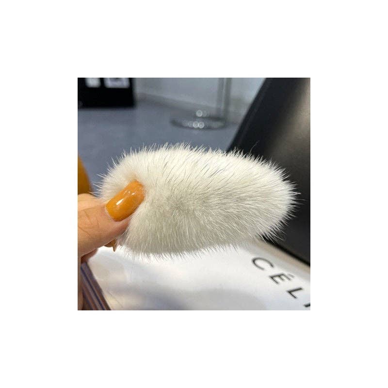 FurDecoration - Wholesale Hair Clip - Women's - Fluffy Mink Fur Hair Clip - Solid Color2