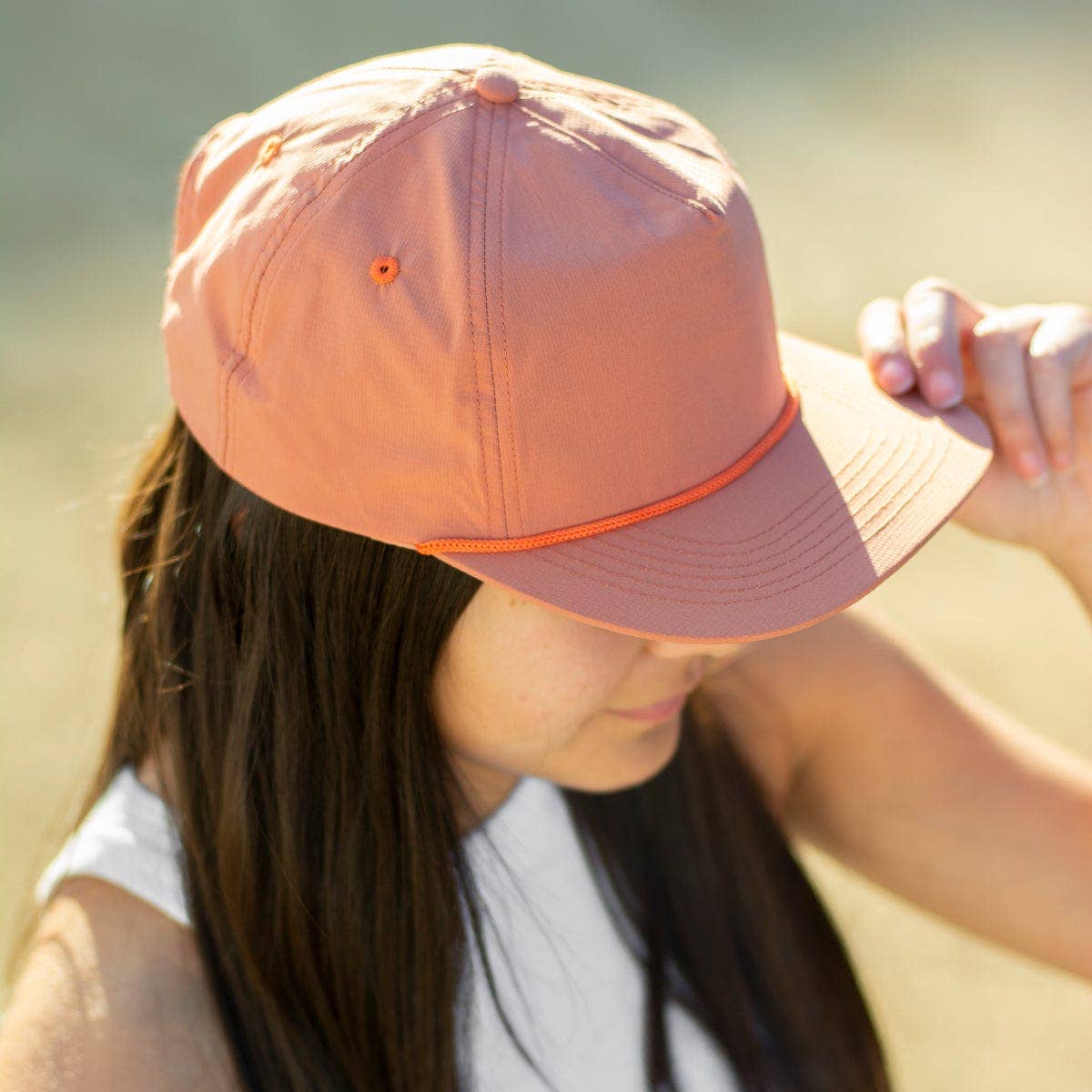 Wild Bills Blanks – wholesale Flat-brimmed cap – Unisex – RIVER | Salmon w/ Orange Rope3