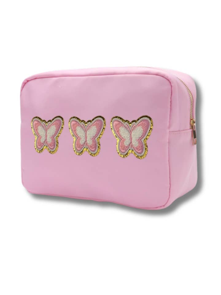 3 SAC À FERMETURE ÉCLAIR EN NYLON XL PAPILLON ROSE pour la vente par Maddyloo