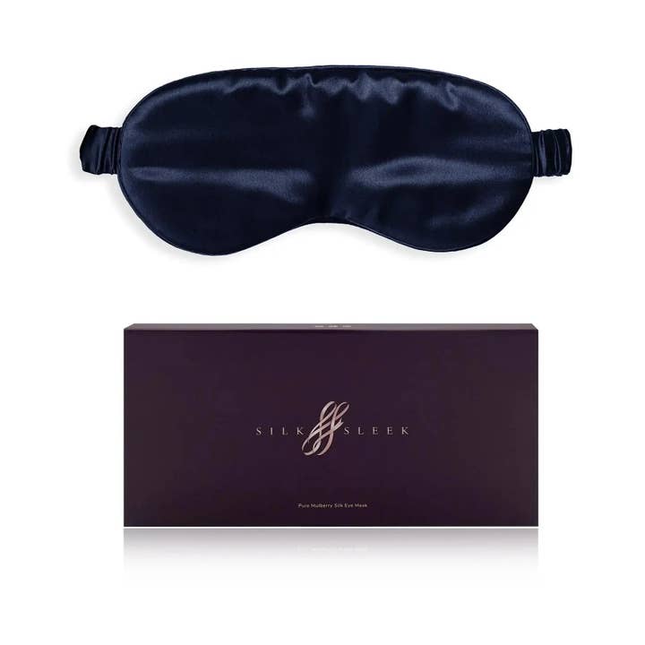 Navy Blue Silk Sleep Mask for wholesale by SilkSleek®