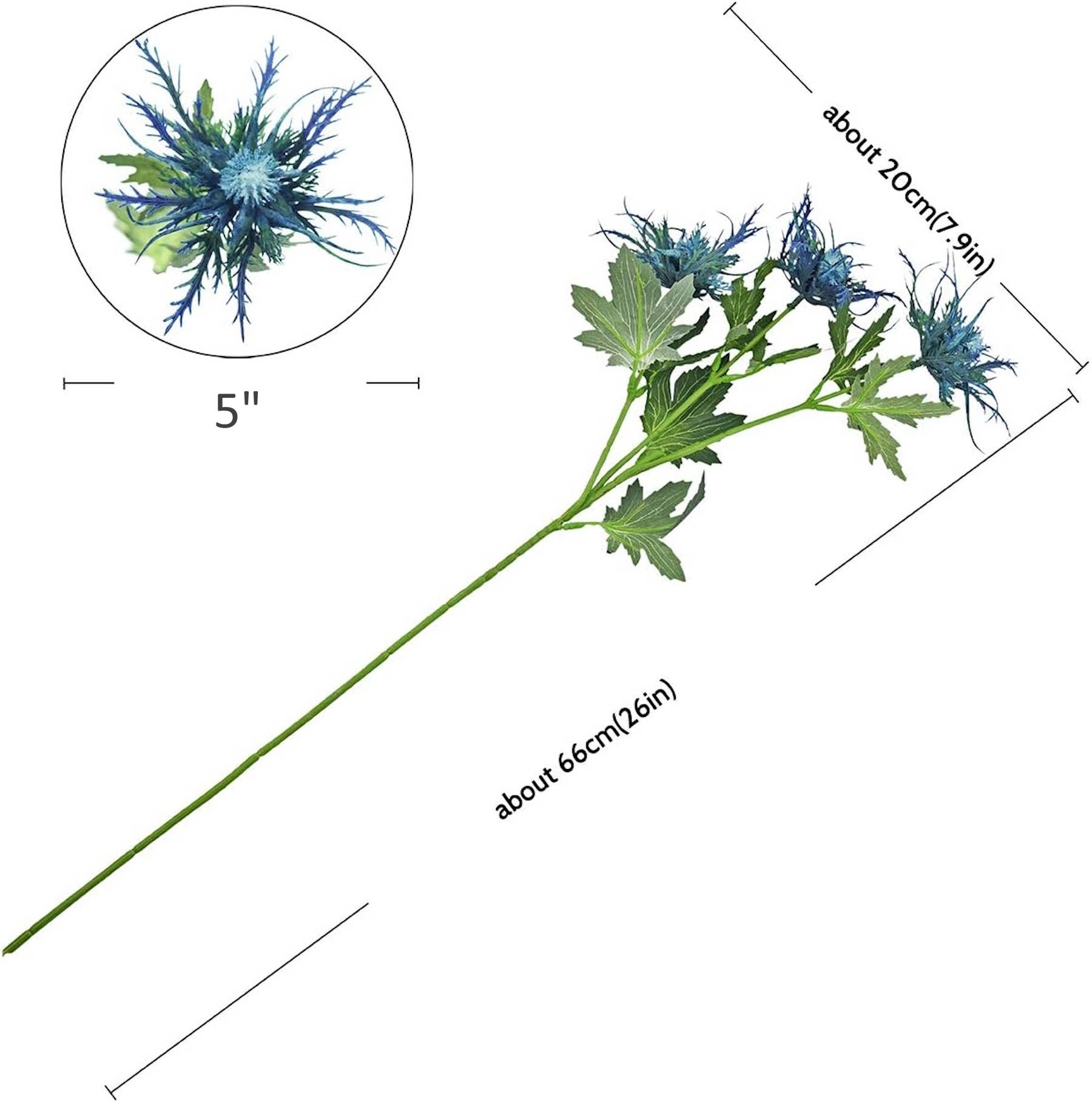 Angel Isabella – Großhandel Künstliche Blumen – Realistische Größe, 66 cm, künstliche Distel, 3 Sprays6