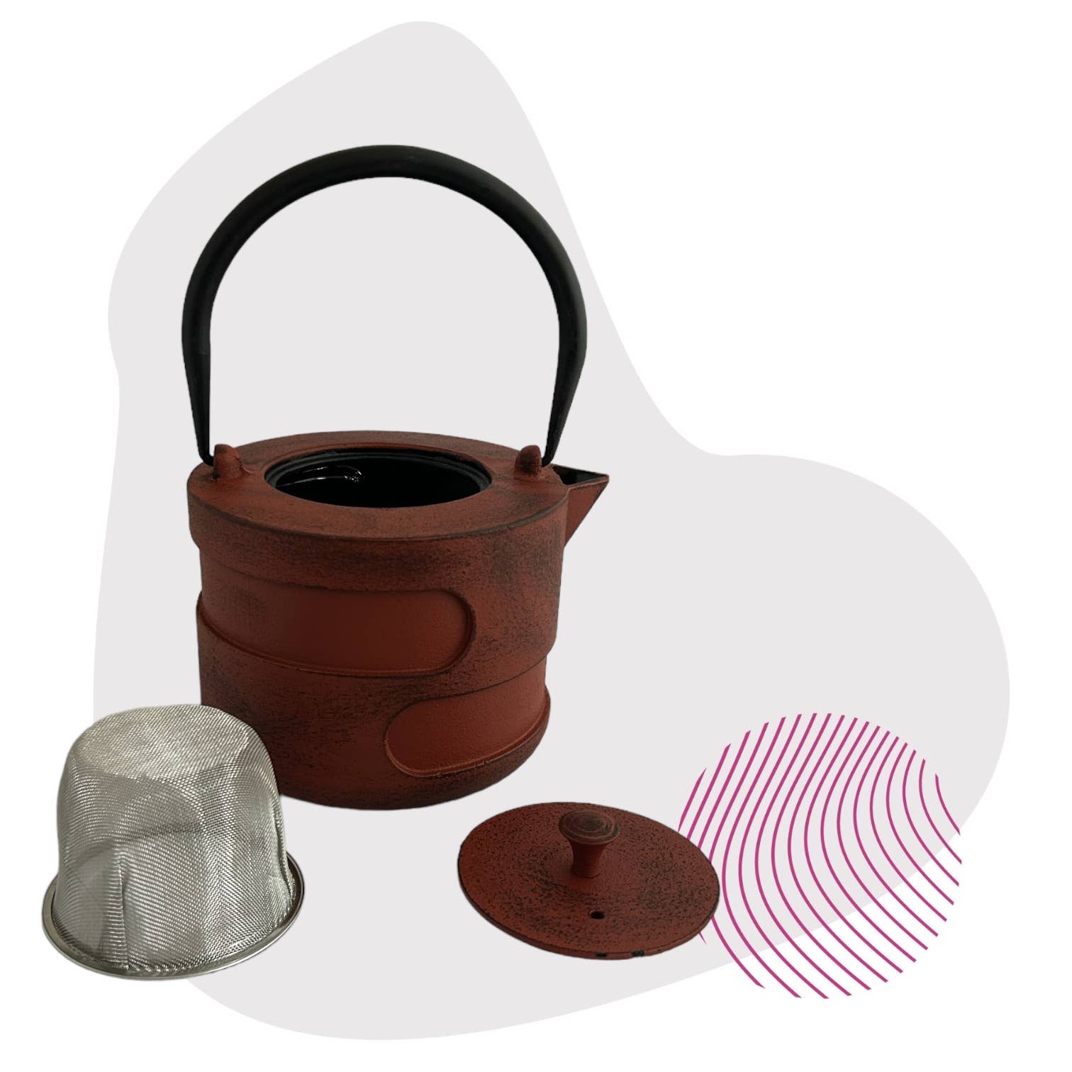 Ja-Unendlich - Wholesale Tea Pot - Daburo cast iron teapot 1.2l red, teapot1