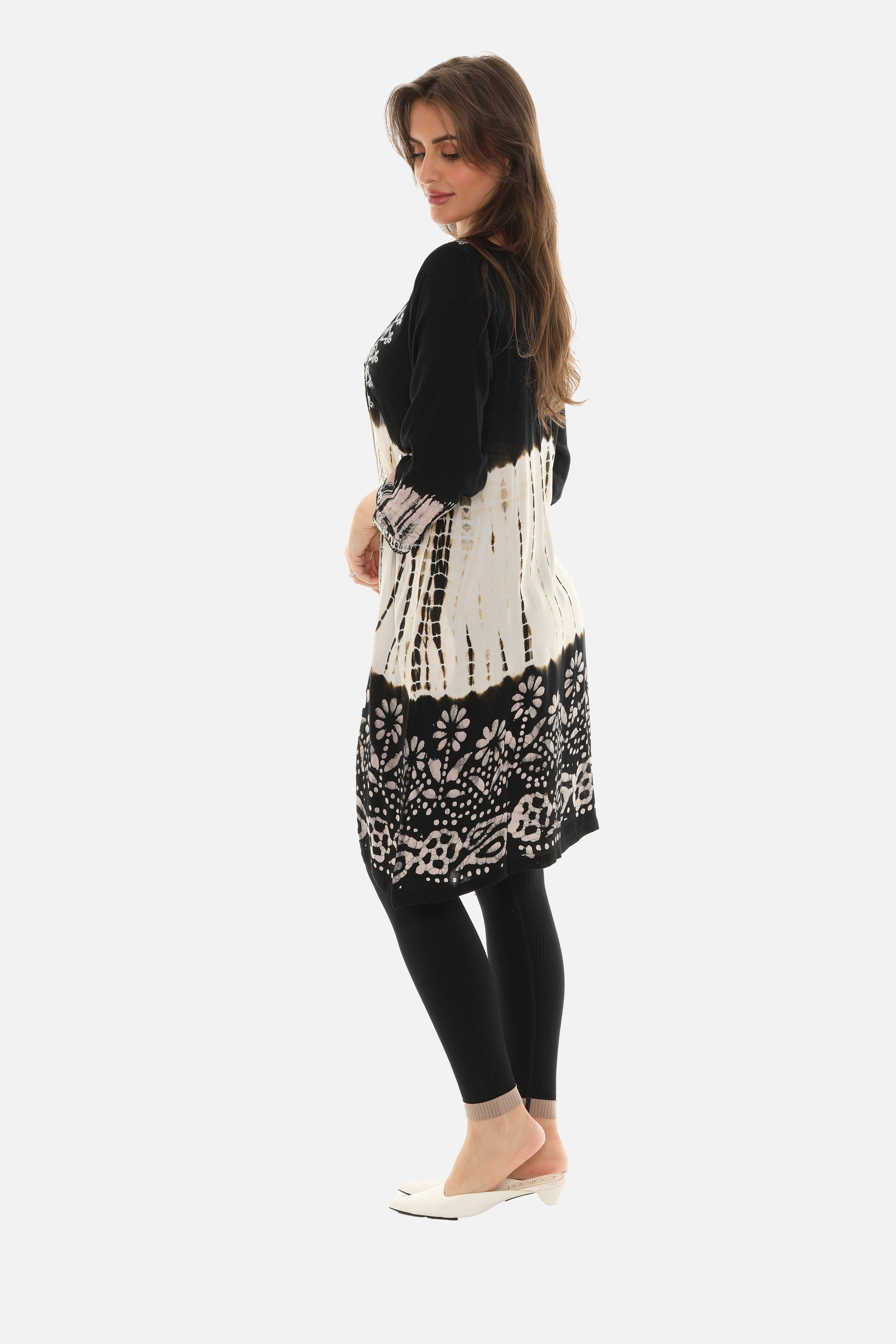 BLACK Boho Chic Tie Dye Long Duster for wholesale on Faire3