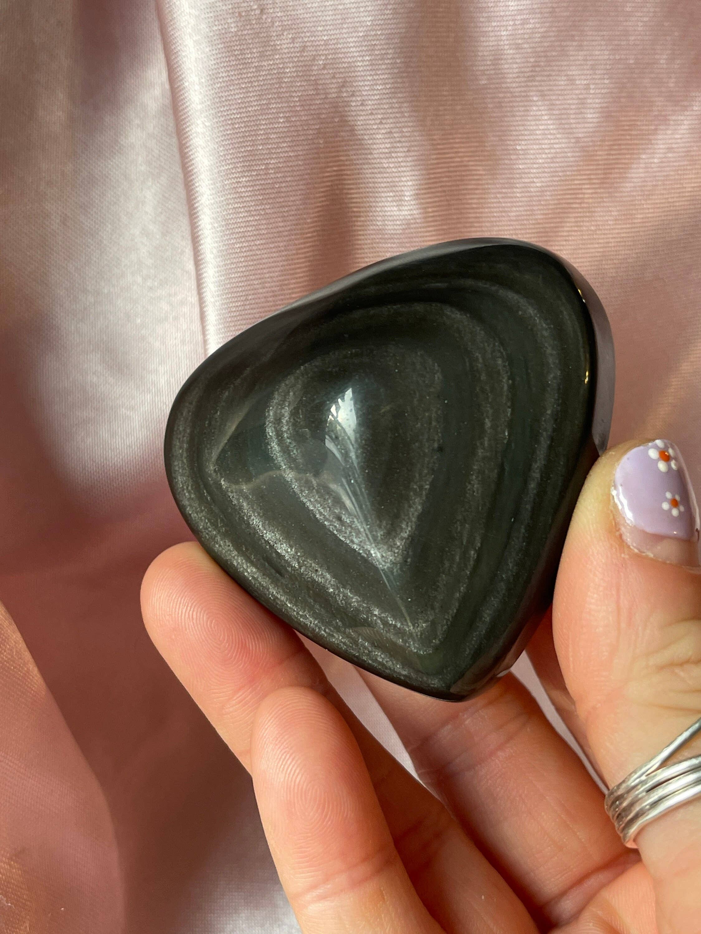 Tumbledshop - Wholesale Spiritual Stone/Crystal - Rainbow Obsidian Polished Crystal Heart Triangle Shaped Ston1