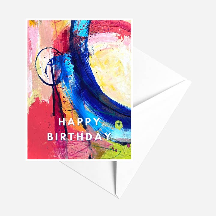 Happy Birthday Abstract Art Greeting Card With Envelope for wholesale by Najma Merchant Art