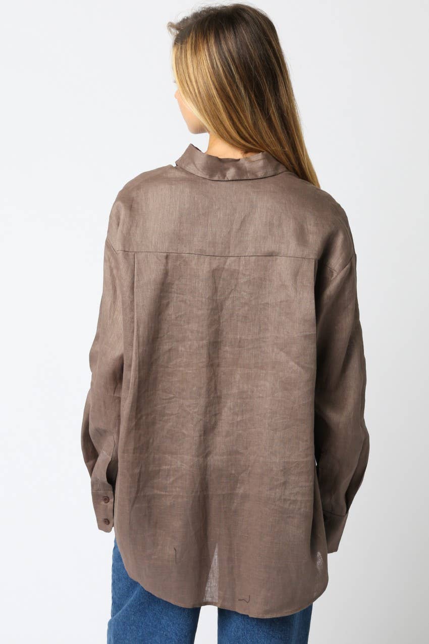 Olivaceous – wholesale Buttoned-down shirt – Women's – Helen Linen Shirt21