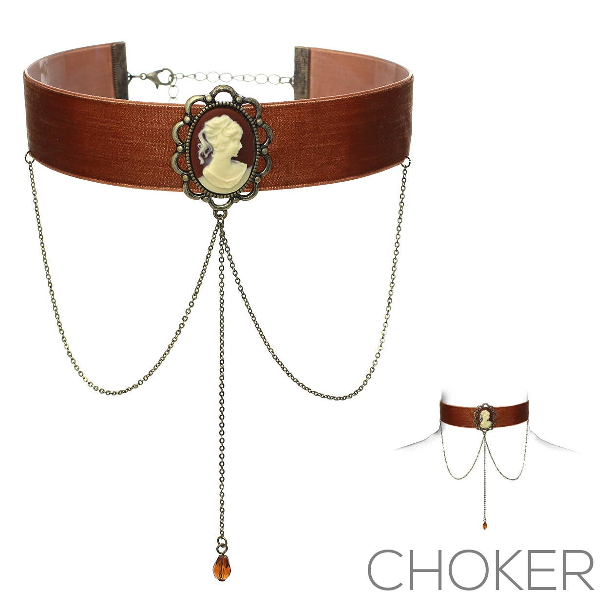 Western Fashion - Vente Collier ras-de-cou - Collier ras de cou Cameo Drop Chain0