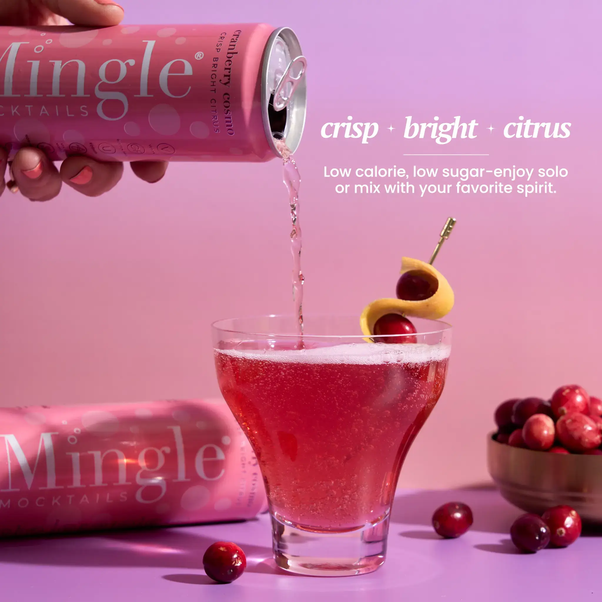 Mingle Mocktails - Wholesale Non-Alcoholic Aperitif/Mocktail - Cranberry Cosmo Mocktail2