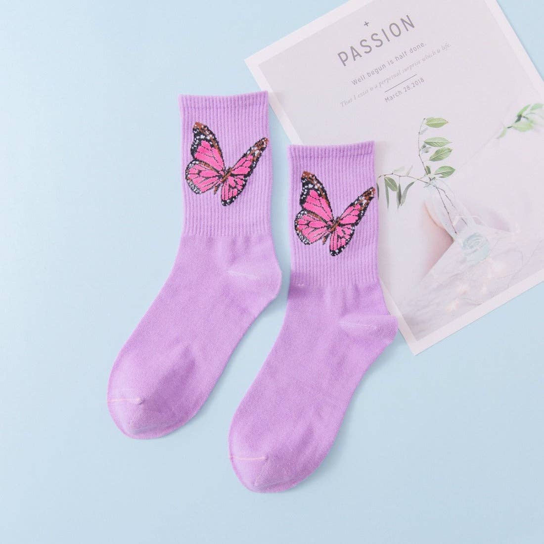 Funkyrel® Atzbranding Limited - Wholesale Socks - Women's - Rufia - Butterfly Print Colorful Socks9