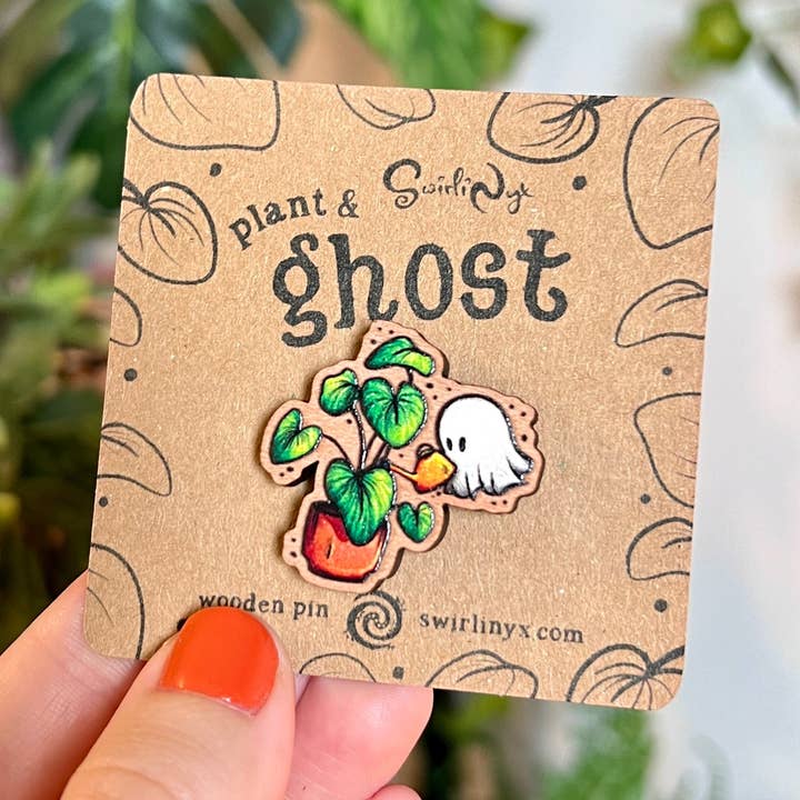 Plant Ghost Wooden Pin for wholesale by SwirliNyx