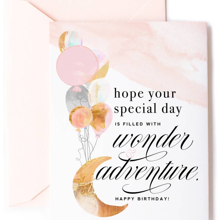 Kitty Meow Boutique - Wholesale Birthday Card - Wonder and Adventure - Inspirational Birthday Greeting Card