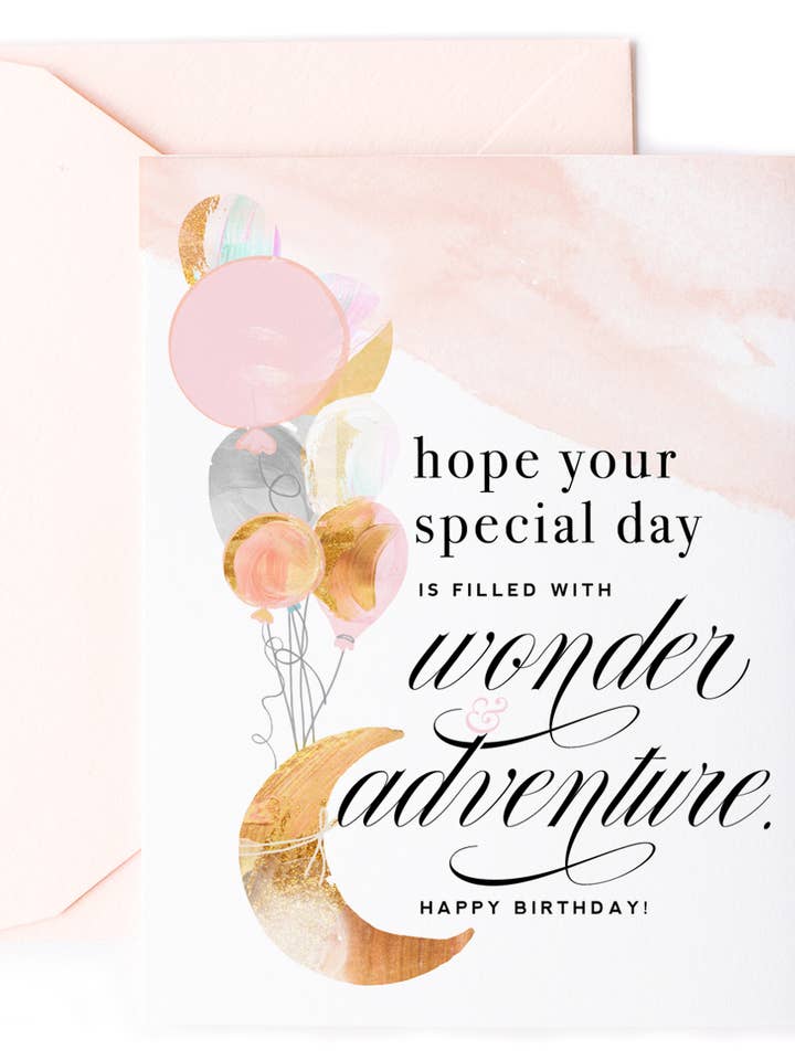 Wonder and Adventure - Inspirational Birthday Greeting Card for wholesale by Kitty Meow Boutique
