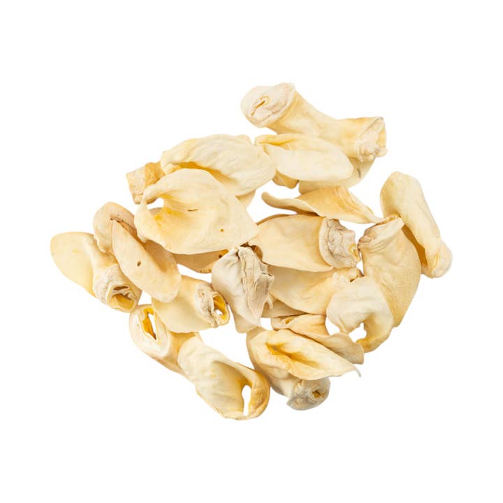 White Cow Ear Dog Chews | Rawhide-Free & Natural (25/bag) for wholesale by Jojo Modern Pets