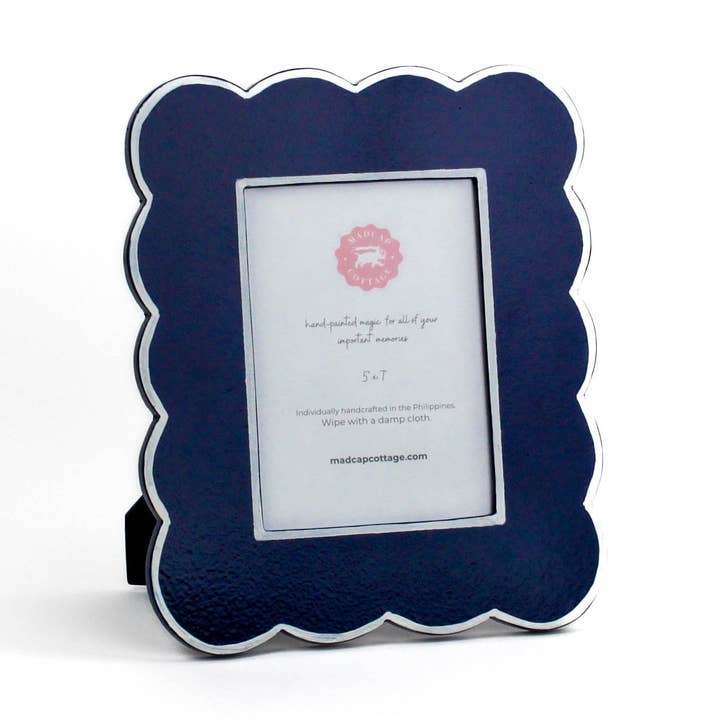 Hand-Painted Scalloped Picture Frames - 5" x 7" - Blue for wholesale by Madcap Cottage