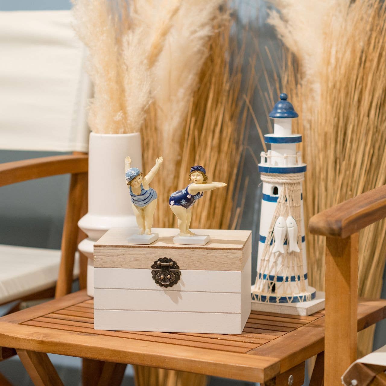 Wurm - Wholesale Decorative Box - Storage box set of 3, made of wood beige, white (W/H/D) 30x20x17cm, 25x18x15cm, 20x15x12cm1