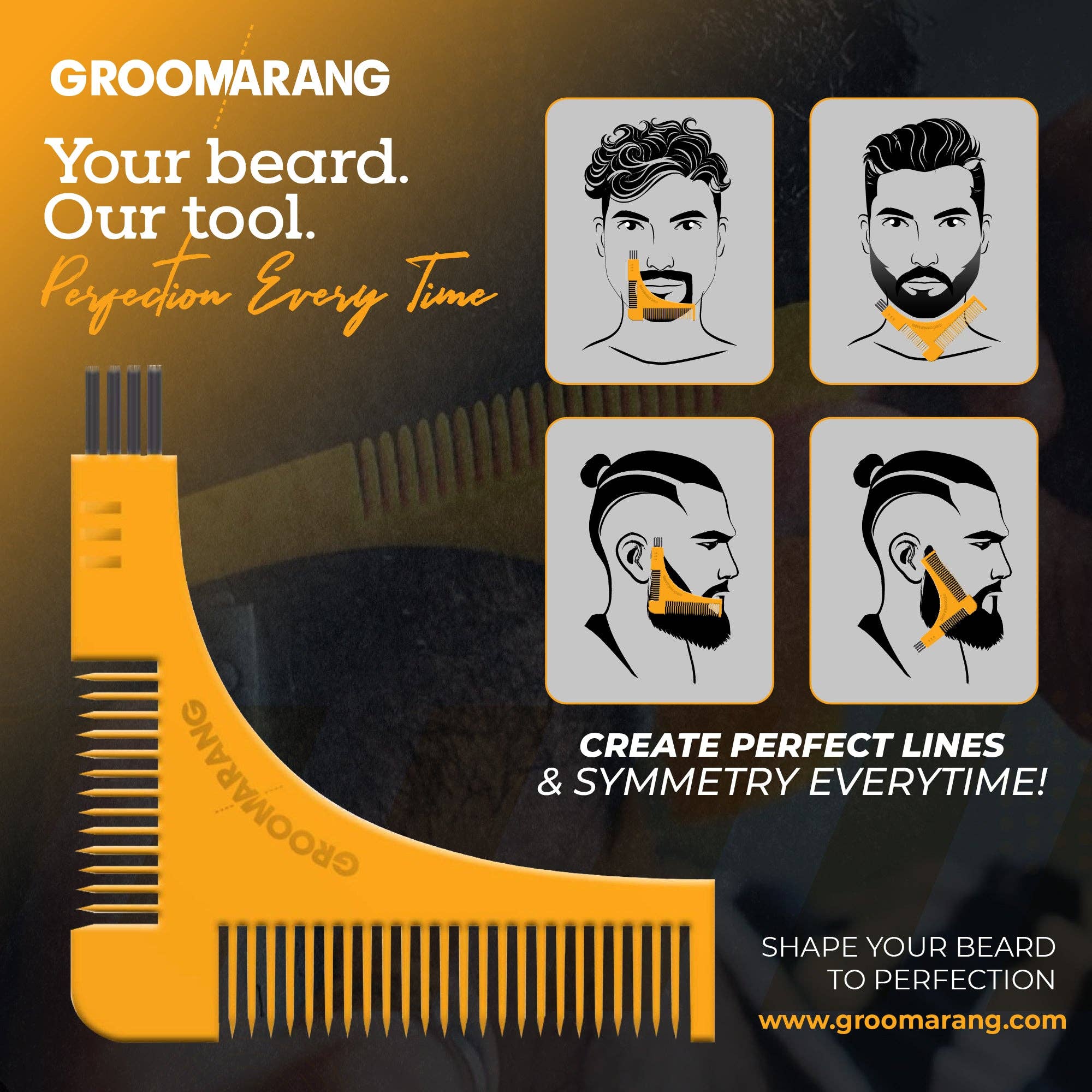 My Wholesale Warehouse – wholesale Beard brush/comb – Groomarang Beard Shaping & Styling Template Comb1