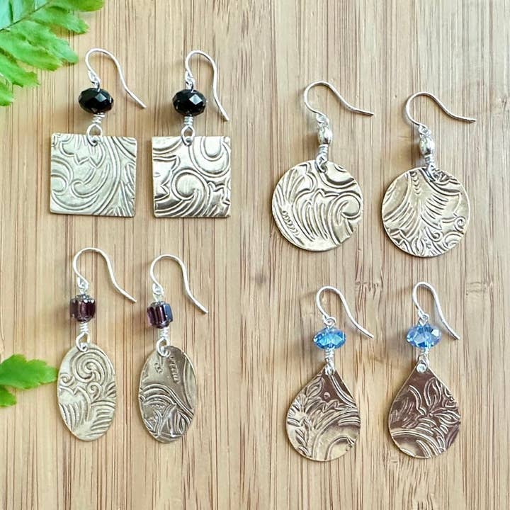 Repurposed Silver Platter Earrings for wholesale by TTE Designs