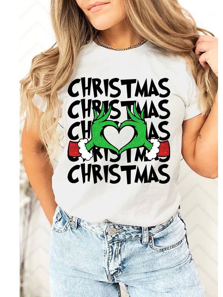 GRINCHMAS, UNISEKS KERSTMIS MET KORTE MOUWEN, T-SHIRT MET GRAFISCHE PRINT, GRAFISCH voor wholesale door COLORBEAR