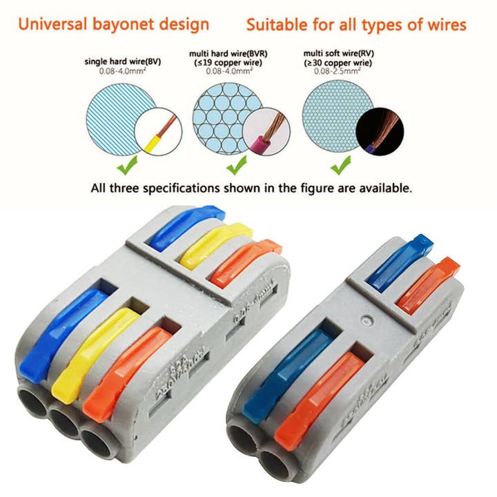 Ledsone - Wholesale Craft Supplies - 2/3 Way Electrical Connectors Wire Block Clamp Clip Fast12