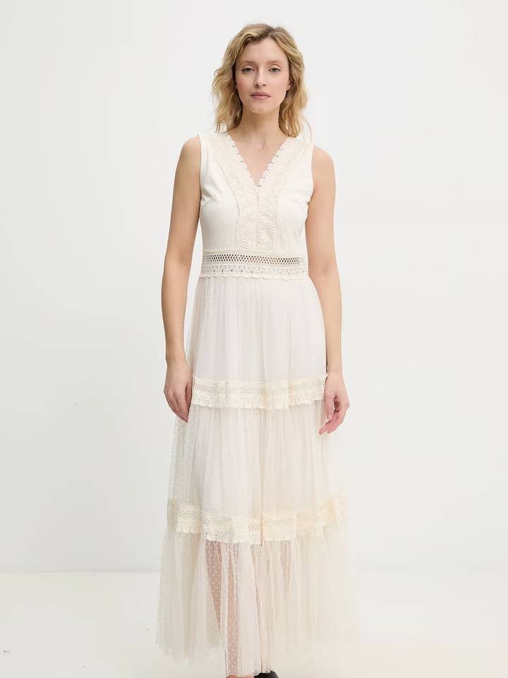 Nikky long dress in plumetis tulle - 80936 (S-M-L-XL) for wholesale by CHOKLATE PARIS