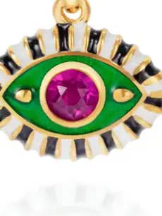 Evil Eye Enamel and Crystal Pendant Necklace Waterproof for wholesale by HoopLa