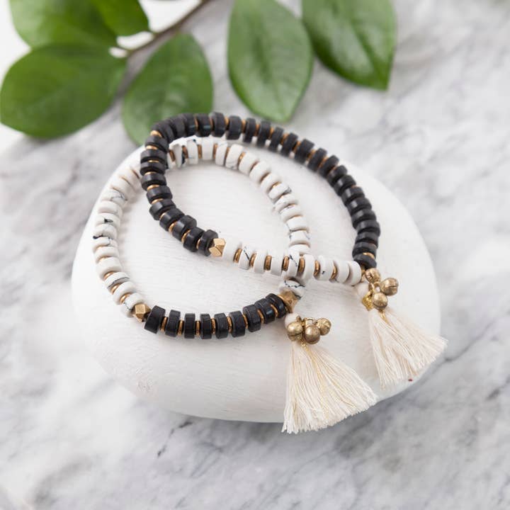 Ceramic Block Elastic Bracelet for wholesale by Baizaar