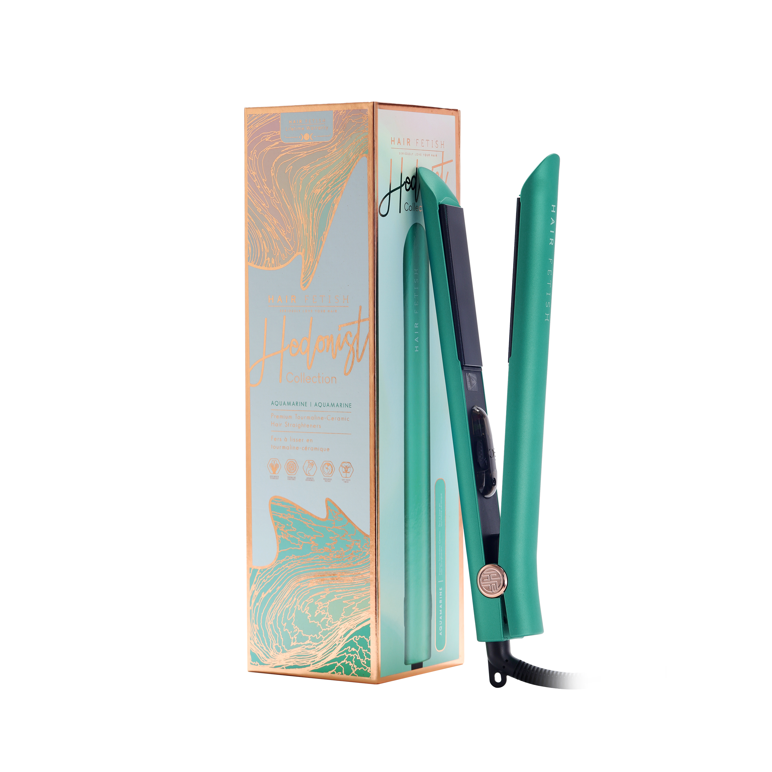 Aigue-marine Lisseur Hedonist Luxe 3,2 cm avec plaques en tourmaline japonaise en vente sur Faire10