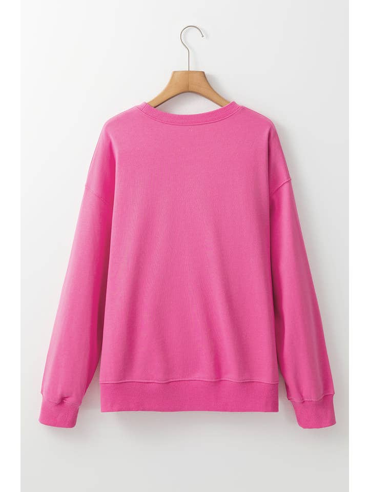 Rose Red Floral MAMA Embroidered Pullover Sweatshirt for wholesale on Faire