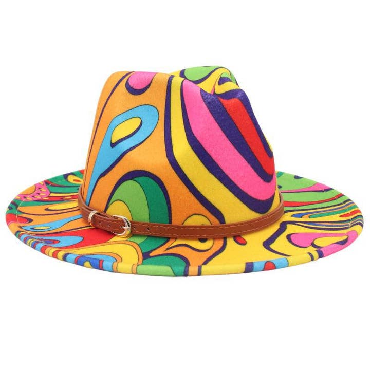 HIDDENBRAND - Wholesale Fedora - Women's - Graffiti top hat cow hat brim felt hat party