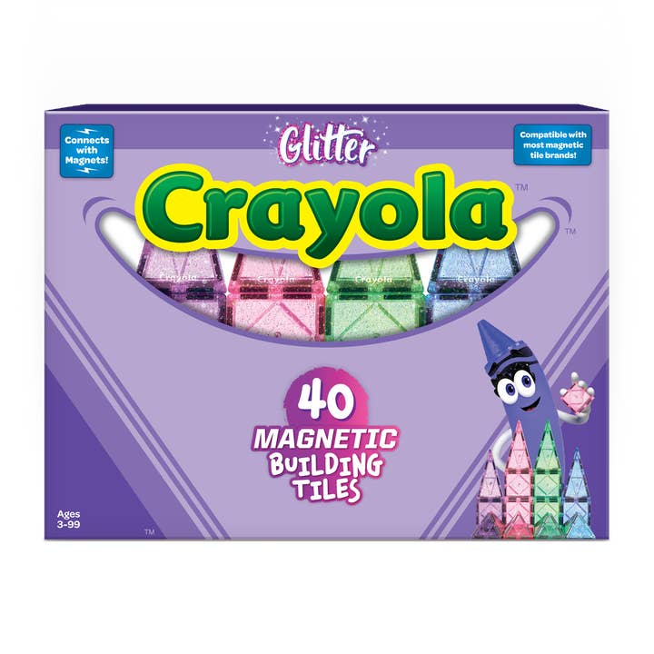 CreateOn - Wholesale Building Set - Kids - Crayola Glitter Magnetic Tiles 40-Piece Set