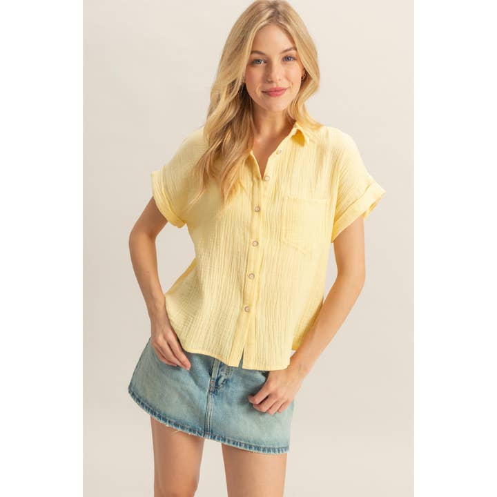 HYFVE - Wholesale Shirt - Women's - HF25C842-Double Gauze Button Down Shirt