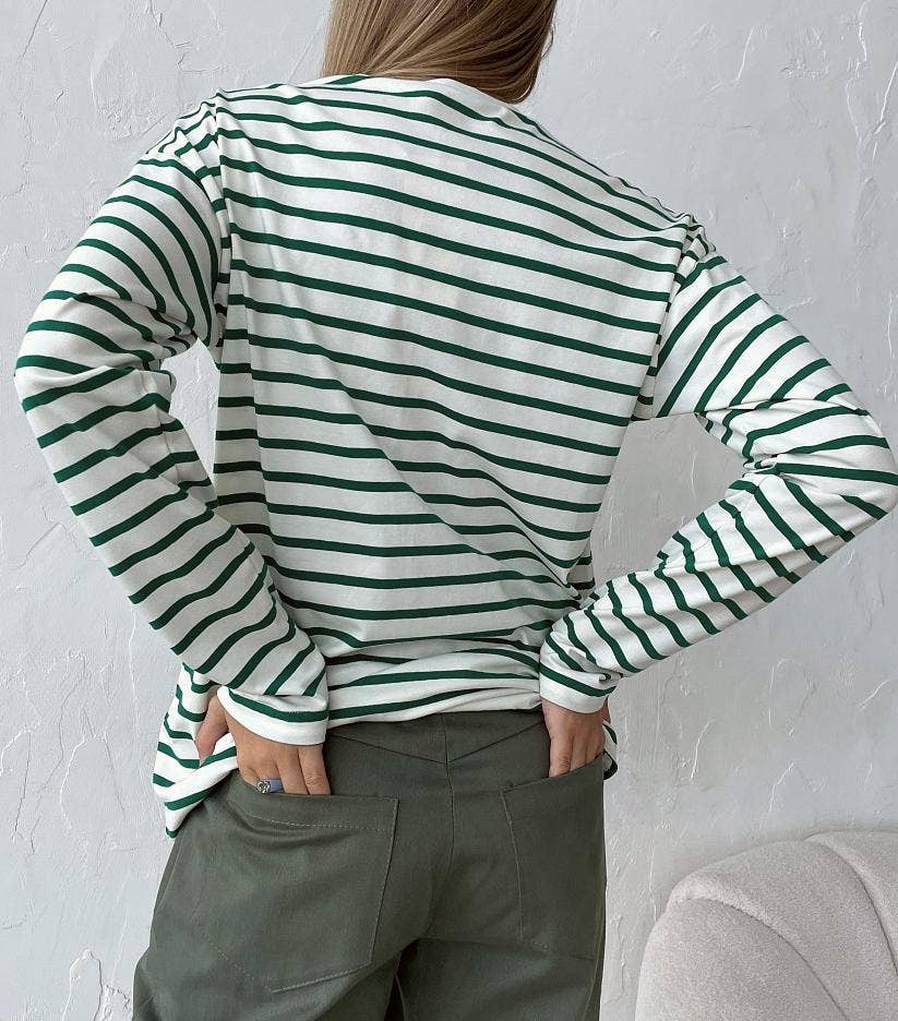 Rosa Clothing - Wholesale T-Shirt - Women's - Crewneck cotton striped T-shirt6