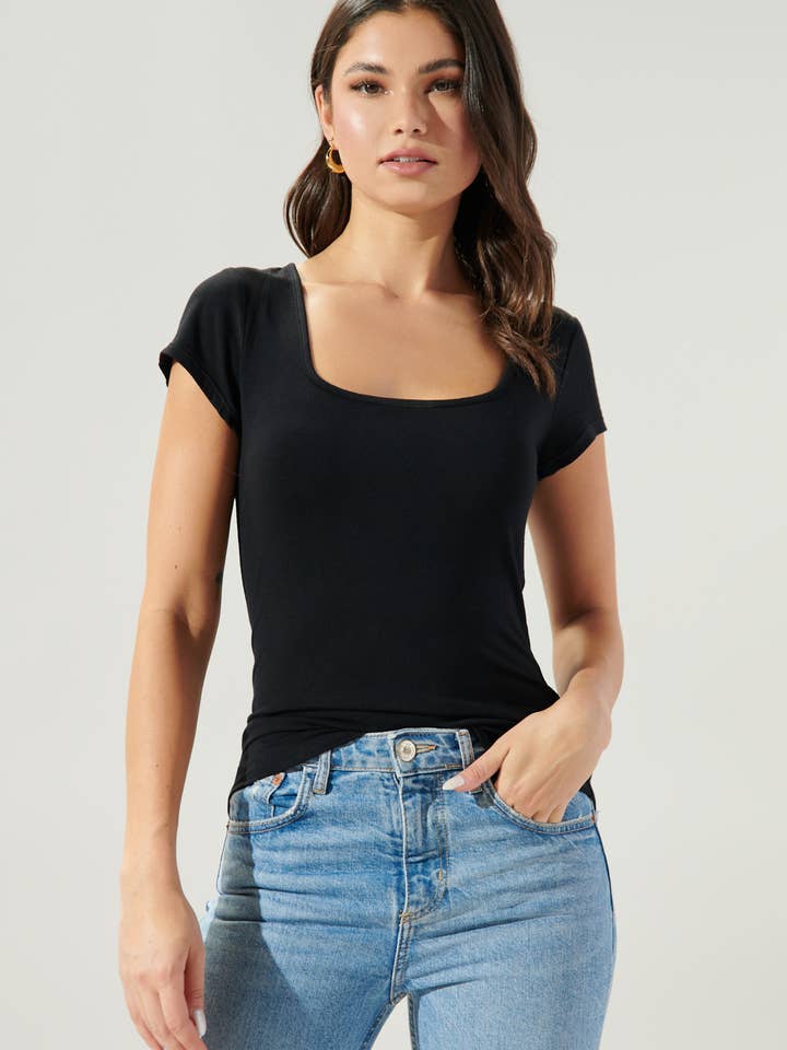 Top en jersey à encolure carrée All For You pour la vente par Sugarlips