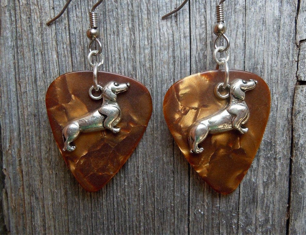 Simply Raevyn - Wholesale Dangle Earrings - Dachshund Charm Guitar Pick Earrings19