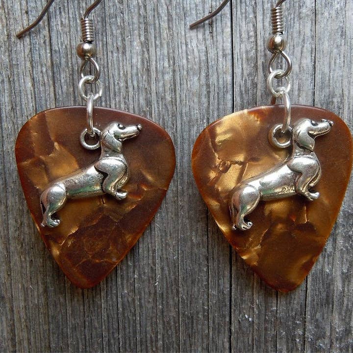Simply Raevyn - Wholesale Dangle Earrings - Dachshund Charm Guitar Pick Earrings19