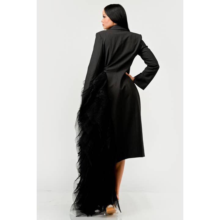 DORCAS - Wholesale Coat - Women's - NOIR CASCADE TUXEDO GOWN