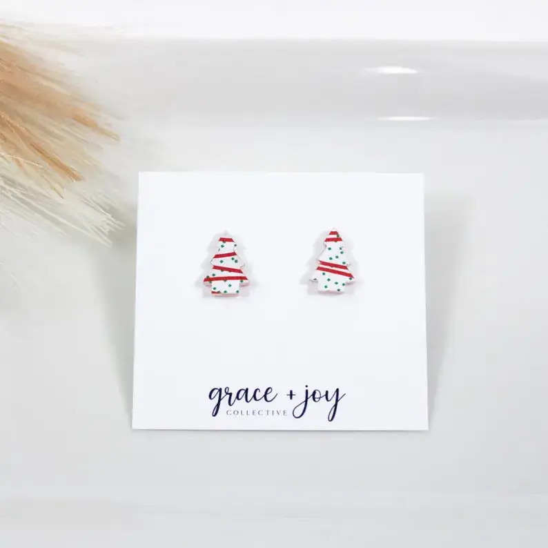 Grace + Joy Collective - Wholesale Stud/Post Earrings - Christmas Snack Cake Stud Earring, Acrylic Earrings   1