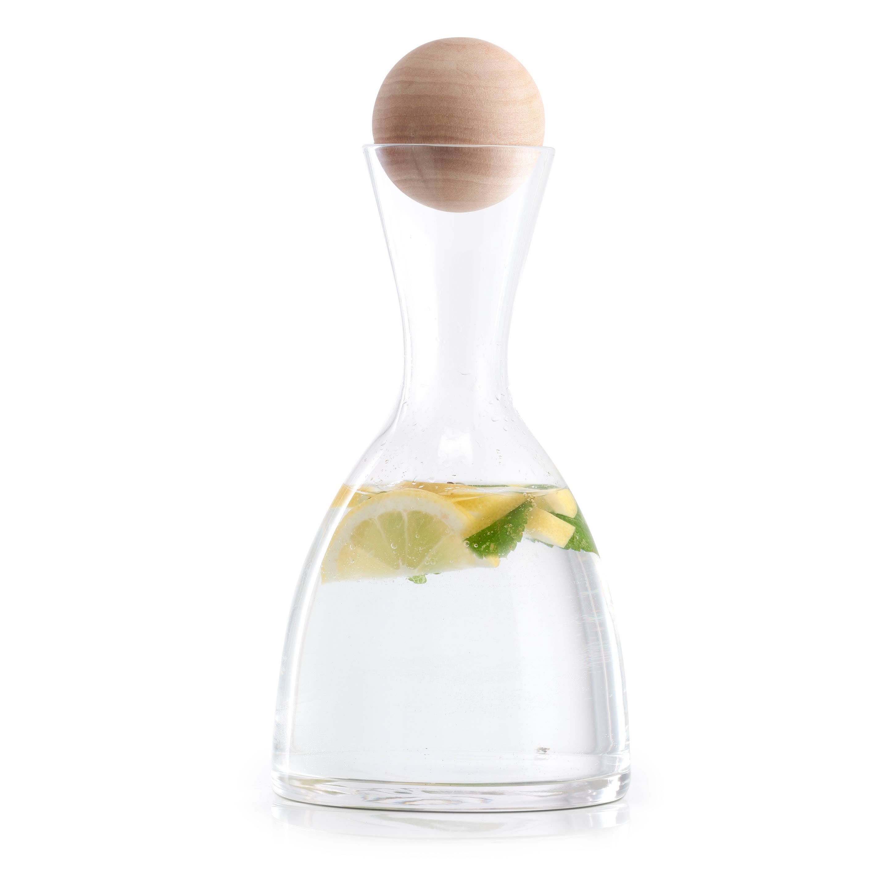 Transparent Glass carafe with wooden ball, 750 ml for wholesale on Faire1