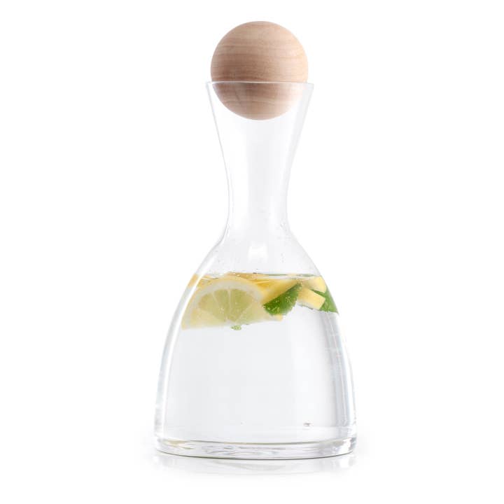 trasparente Caraffa in vetro con sfera in legno, 750 ml in vendita all'ingrosso su Faire1