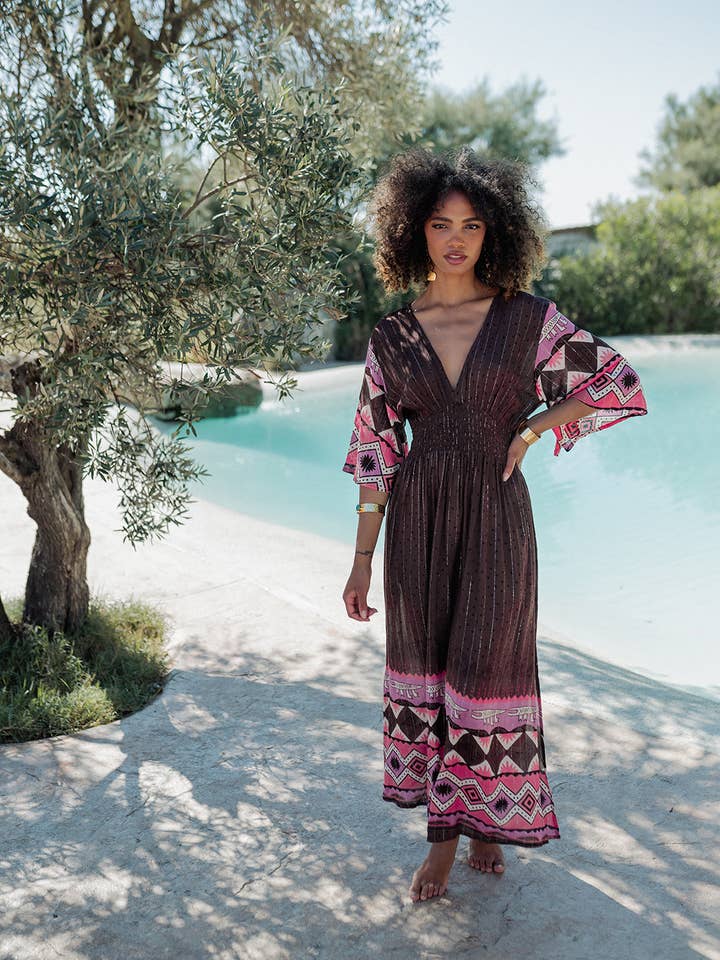 SABANA BRUINE JURK MET LANGE MOUWEN voor wholesale door Piti Cuiti