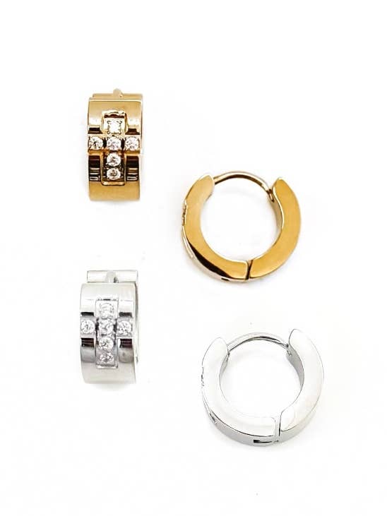 Ezri Crystal Cross Huggie Earrings for wholesale by BELJOY