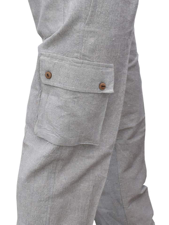 Hemp Cotton Cargo Pants Straight Plain Lounge Trousers for wholesale by Gheri