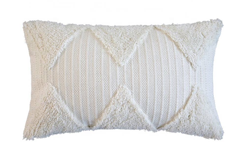 Fennco Styles - Venta al por mayor Cojín decorativo - Cojín Decorativo Geométrico con Borlas Blancas5